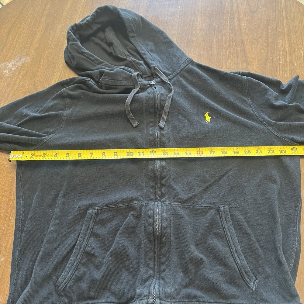 Vintage Polo Ralph Lauren Hoodie Mens XL Black Full Zip Cotton‎ Pony Conmar Zip - Picture 10 of 12